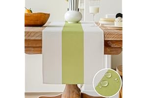Vorysum Runner Tavolo Moderno Poliestere Impermeabile Tovaglia Antimacchia Runner Effetto Lino Lavabile Decorazione Tavolo da Pranzo Sala da Pranzo, Feste, Festival Matrimoni (Verde, 33x183cm)
