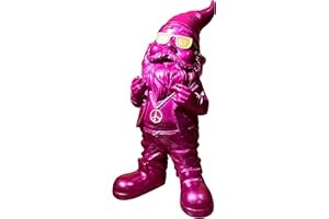‎SEWAS SEWAS Garden Gnome Rocker with Peace Chain Purple Gold Edition Hand Painted and Weatherproof Made of High Quality Resin Decorative Figure