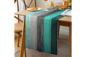 HANRUNSI Runner Tavola Moderno Tavolo da Tavolo in Grigio Blu Runner da Venatura del Legno Tavolo Decorazione Per la Casa Per Feste Tovaglia (Sfumatura Grigio Ciano Verde Blu Dimensioni 33 x 183 cm)