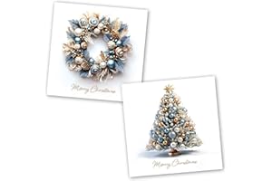 ABSOLUTELY YOURS Charity Christmas Cards Pack of 10. Each Christmas Card Pack Contains 2 Wreath & Tree Designs. Ecofriendly and UK Made. Verse Inside. 150x150mm Card Size.