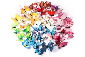 Foonii® 72 PCS 3D Schmetterlinge Wanddeko Aufkleber Abziehbilder,schlagfestem Kunststoff Schmetterling Dekorationen, Wand-Dekor (12 Blau, 12 Farbe, 12 Grün, 12 Gelb, 12 Rosa, 12 Rot)