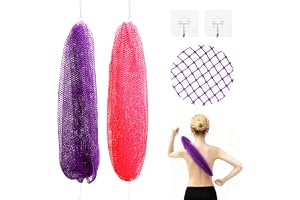 KQDRAVINE 2 stycken afrikansk nätsvamp med hängande snöre lång peeling svamp för kropp och rygg badsvamp peeling svamp duschs