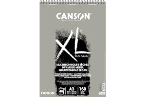CANSON XL® Sand Grain, gråfärgat ritblock med sandpappersliknande yta, DIN A3, 40 ark, 160 g/m²