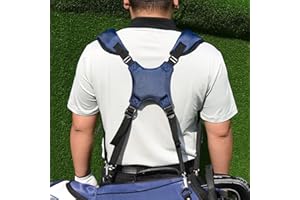 Big Teeth Ersatzriemen für Golftaschen, für beide Schultern, gepolstert, bequem, wasserdicht, Nylon, verstellbar, universal, schwarz mit Metallschnallen