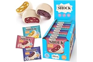 FitnesSHOCK Protein Brownie Mixbox ohne Zucker mit 15% Eiweiß, Nährstoffreich, low carb, Reich an Ballaststoffen, weiche Konsistenz, ohne GVO 9 х 50g - verschiedene Sorten: Mango, Himbeere, Blaubeere