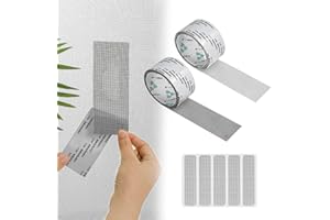 MABAHON 2 Rolls Mesh Screen Repair Tape with 5 Side Seam Stickers to Prevent Insect Intrusion, Waterproof Strong Adhesive Seal for Window Screen Self Adhesive Repair Supplies Black and Grey