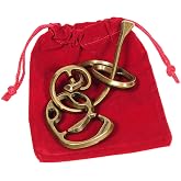 Deluxe Enigma Hanayama D&ouml;k&uuml;m Metal Zeka Tanıtıcı Yapbozu, Seviye 6 Zorluk Derecesi, Kırmızı Kadife İpli Kese, Paketlenmiş &Uuml;r&uuml;