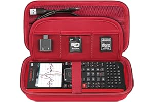 Elonbo Texas Instruments TI-Nspire CX II CAS/CX II/CX/CX CAS Color Painting Calculator Mobile Case, Bolsillo Extra de Malla Adecuado para Cables de Carga, Cargadores, manuales, Rojo