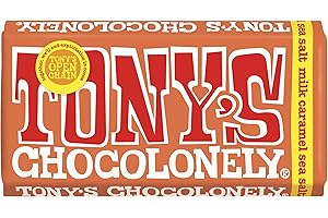 Tony's Chocolonely Milk Caramel Sea Salt Chocolate Bar - 180g Belgian Fairtrade Chocolate, Gift, 32% Cocoa, Vegetarian