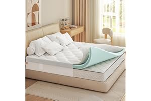 BLUEWOOD Memory Foam Mattress Topper Double Bed – 7cm Thick, Quilted Extra Deep Double Mattress Topper for Back Pain Relief, Fluffy and Breathable Microfiber Filling (135 * 190cm)