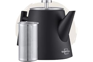 SILBERTHAL Tetera infusiones 1L - Mantiene el té caliente - Tetera acero inoxidable con filtro - Doble pared aislante