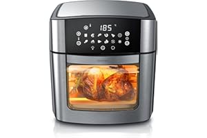 ‎ARENDO Arendo - XXL Heißluftfritteuse 16 Liter - Grill - Dörrautomat - Backofen - Air Fryer - Touchscreen - Easy&Clean - Fritteuse ohne Öl - Umluft - Pizza Hähnchen Pommes - BPA frei - schwarz