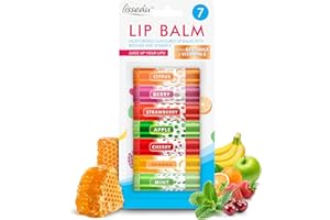 SOL 7pk Lip Balm Set Flavoured Moisturiser for Lips with Beeswax & Vitamin E - Fruit Lip Balm Set for Girls for Dry Chapped Lips - Moisturising Balms Multipack Sticks Girls Lipbalm for Daily Use
