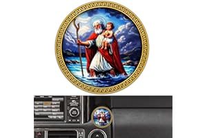 ‎ANWLKI Anwlki Heilig Christophorus Auto Plaketten Ø 4cm Heiliger Christophorus Medaille Beschutze Uns Komm Gut Heim Geschenk mit Magnet und 1 Eisenstück, 3 Doppelseitig Klebende Aufkleber (Bunt Altes Gold)