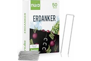 NUIA® XL Erdanker-Set: 50x Heringe zur effektiven Befestigung im Outdoor Bereich - Ideal einsetzbar zur Bodenbefestigung und Bodenverankerung – Erdnägel/Bodenhaken aus Stahl – Bodenanker
