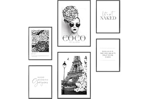 Heimlich® Tableau Décoration Murale - SANS Cadres - Set de Poster Premium pour la Maison, Bureau, Salon, Chambre, Cuisine - 2 x (30x42cm) et 4 x (21x30cm) | »Coco Paris «