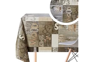 KP HOME Tovaglia Rettangolare, Effetto Legno, PVC 6 Posti Rustico, Grigio Marrone, Plastica, Cucina Cerata Tavolo Industriale Copritavolo Spessa 200x140