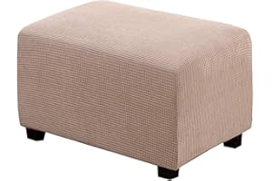 JHLD Copri Pouf Elasticizzato, Rettangolare Copertura Dell'Ottomano Jacquard Copri Pedaliera con Elasticizzato Parte Inferiore per Bambini Animale-Cachi-Large