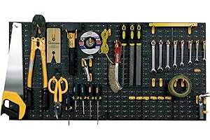 Art Plast 2 paneles en polipropileno de L 500 x 500 mm más 50 Ganchos Surtidos, Negro / Amarillo, 100 x 2 x 50