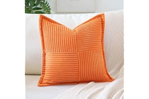 Artscope Lot de 1 Housses de Coussin en Velours Côtelé Décoratif Canapé Taie d'oreiller Super Doux Decoration pour Maison Salon Chambre Canapé 50x50cm Orange