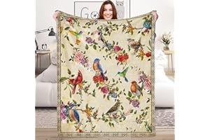 LINGQIANG Kuscheldecke Vogel Decke für Mädchen, 130 x 150 cm Weich Kolibri Kardinal Zeitung Fleecedecke für Frau, Flauschig Vogel Flanell Wohndecke Kinderdecke für Kinder Geschenk Couch Sofa Bett Deko