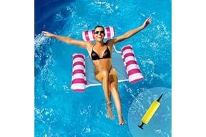 WINDFROMORT Hamak wodny, fotel pływający, hamak wodny z siatką, materac dmuchany 3 w 1, mata do pływania z pompką infloatorową, zabawne akcesoria do basenu, na morze, plażę, nad jezioro