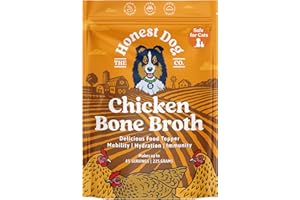 THE HONEST DOG CO Honest Dog Co. Chicken Bone Broth for Dogs & Cats | Packed with Collagen & Protein for Joint Health & Digestion | Food Topper & Gravy for Picky Eaters | 225g (up to 45 Servings)