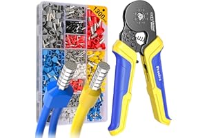 Preciva Pinza Crimpatrice Ottogonale a Doppio Filo, Pinza Crimpatrice Capicorda 0,25-10Mm² Set Di Pinze a Filo Con 1300 Puntali a Doppia e Singola Estremità per Fai da te e Uso Industriale