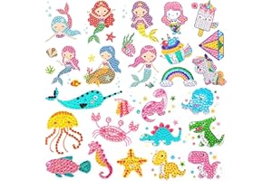 CHYEEH 5D Pittura Diamante Adesivo per Bambini [27 Pezzi] DIY Diamante Painting Kit Bambini Diamond Painting Animali Diamante Adesivo Kit, Strumenti da Disegno Mosaico, per Bambini Principianti Adulti