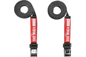 Tatonka Pasek do pakowania Easy Strap 18 mm/2 m (2 sztuki) – dwa pasy mocujące z metalową klamrą – szerokość 1,8 cm i długość 200 cm – do regulacji objętości lub mocowania wyposażenia