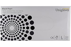 UNIGLOVES Black Pearl Nitrile, Powder Free, Non Sterile, Single Use Examination Gloves Large - 100 Gloves (1 box)