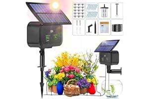 UKSUNVI Garden Drip Irrigation System Solar Powered,Automatic Solar Drip Irrigation Kit Irrigation System,Anti-Siphon Design for Potted Plants Greenhouse,Timing Modes,15 Pots with Plants
