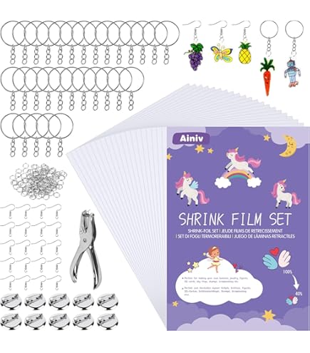 JelyArt Krimpfolieset, 182 stuks, krimpplastic, set met 20 vellen