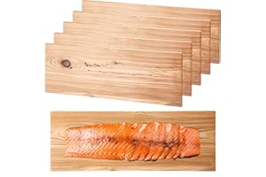 Landical 6 Pcs XL XXL Large Cedar Planks for Grilling Salmon Thicker Design Full Filet of Salmon Meat Fish and Veggies Adding Extra Smoke and Flavor Soaking Fast Easy to Use (15 x 5.5 Inches)