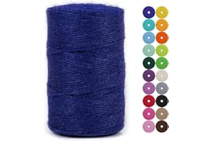 LEREATI Cuerda de Yute 2mm x 200m, Hilo de Yute Cuerda Yute Natural, Cordel Fina Cuerda Huerto, Hilo de Cañamo para Floristería Manualidades Jardín Envolver Regalos Decoración Navideña (Azul Real)
