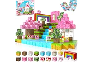 Annexfun Magnetische Bausteine 100 Stück - Baue Dein Magisches Einhorn mit Prinzessin & Schloss! Fantasievolle Magnetische Bauwelt Spielzeug ab 4 Jahren für Mädchen 4-8 Jahre