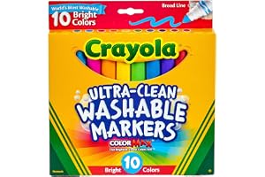 Crayola 10 Count Ultra-Clean Washable Bright, Broad Line, Color Max Markers
