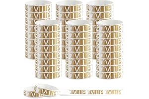 BORISCA 400 Piezas Pulseras Papel VIP para Eventos, Pulseras Impermeables Pulseras VIP para Fiestas Conciertos, Pulseras de Entrada para Discotecas Doradas Pulseras Vip para Parques de Atracciones
