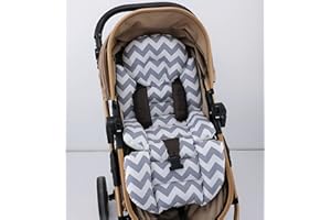 Pushchair/Stroller Cushion- Pram Accessories -Seat Liner -Umay Baby 100% Cotton Cover (Grey Zig Zag)