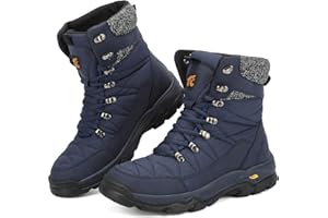 Lvptsh Chaussures d'hiver Hommes Bottes de Neige Femme Fourrure Doublé Bottes d'hiver Lacets Chaud Antidérapantes Outdoor Imperméable Trekking Bottine de Randonnée