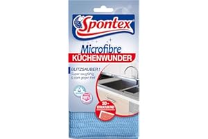 Spontex Microfibre Éponges de cuisine en microfibre 3D, avec formule dégraissante, tissu éponge