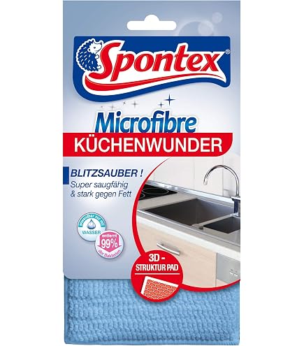 4 Mikrofaser Schwammtücher – Saugstark, Farbig, Mit Aufhänger, Für Küche & Haushalt