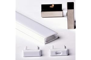 AFTERTECH 1x 2metri 1506B 15x6mm PROFILO ALLUMINIO BIANCO PER STRISCE STRIP LED BARRA RIGIDA 2M 2MT + COPERTURA (1x 2metri 1506bianco milk)