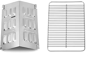 DELSbbq 80631 Stainless Steel Cooking Grate and 9201 Stainless Steel Flavorizer Bar, Cooking Grate for Weber Gas and Charcoal Go-Anywhere Grill, Flavorizer Bar for Weber Gas Go-Anywhere Grill