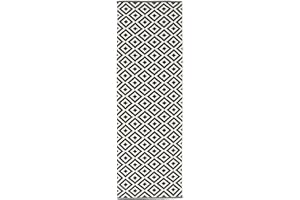 RugVista Torun, Alfombra Kilim Moderna, Pelo Corto, 80 x 250 cm, Moqueta de Pasillo/Runner, Calidad cert. Care & Fair, Algodón, Pasillo, Dormitorio, Cocina, Salón, Comedor, Despacho, Negro Blanco