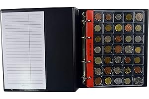 PELLER'S Album per la Collezione, 275 Tasche per Monete Piccole e Medie: da centesimi a € 2 Euro, 10 Fogli e Divisori.