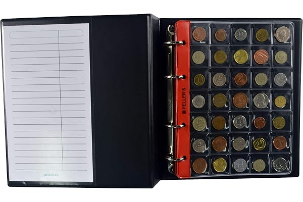 Album pour 275 Pochettes pour Petites et Moyennes pièces: de Cents à 2 € Euro. Classeur M. 5+5 Feuilles et diviseurs: 175 Pochettes pour Monnaies jusqu'à 23 mm de diamètre, 100 jusqu'à 31mm.
