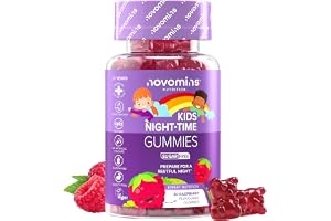 Night Time Gummies För Barn, Magnesium, L-Teanin, 30 St, Veganska, Novomins | Melatoninfria gummies från 3 år med magnesium, L-teanin, kamomill, lavendel, citronmeliss, B6 och B12, för kvällsrutinen
