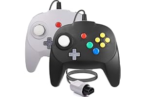 miadore 2 Pack N64 Controller Wired Game Pad Joystick Kompatibel mit N64 Console (Schwarz/Grau)