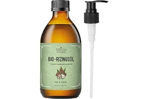 Essican Purelife Bio-Rizinusöl Hexanfrei in Glasflasche 250ml - Reines kaltgepresstes Bio-Rizinusöl für Haut, Wimpern, Augenbrauen, Haarwachstum und mit Vitamin E für natürliche Pflege